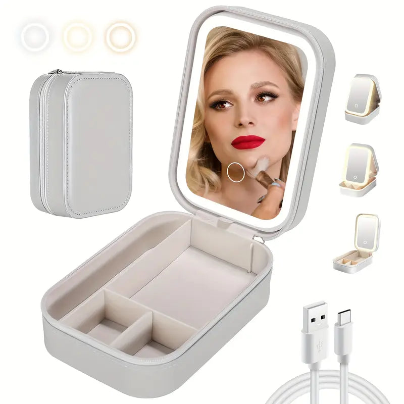 Portable Vanity Case - LED Makeup Mirror Box