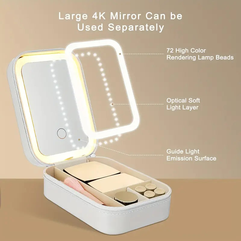 Portable Vanity Case - LED Makeup Mirror Box