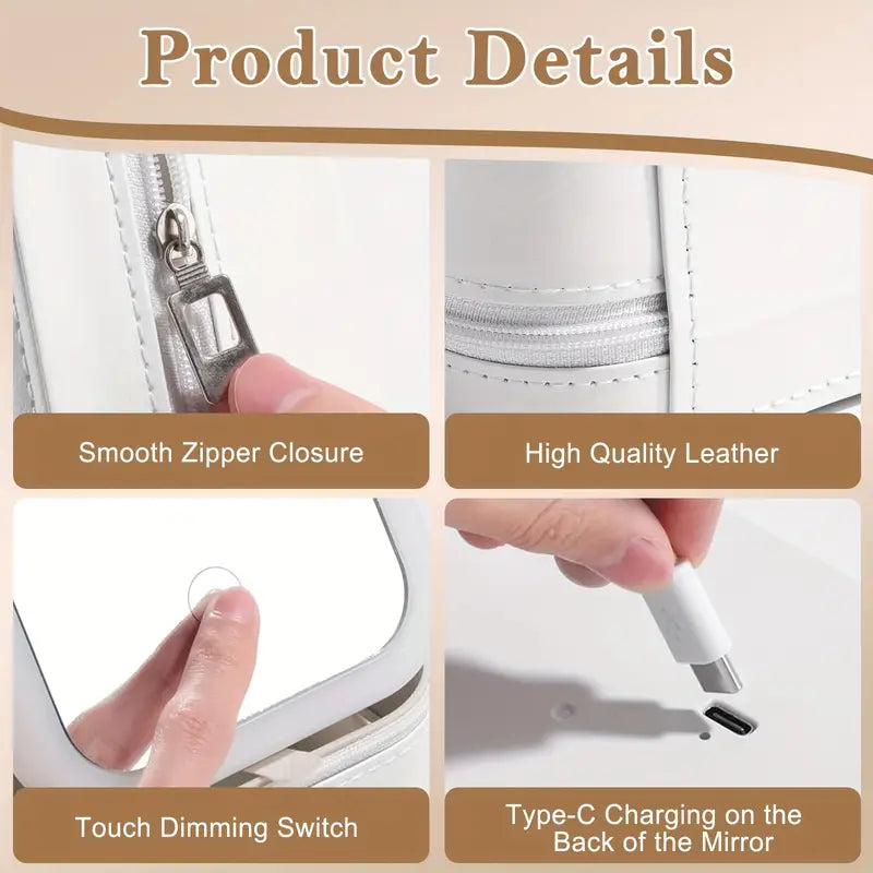 Portable Vanity Case - LED Makeup Mirror Box