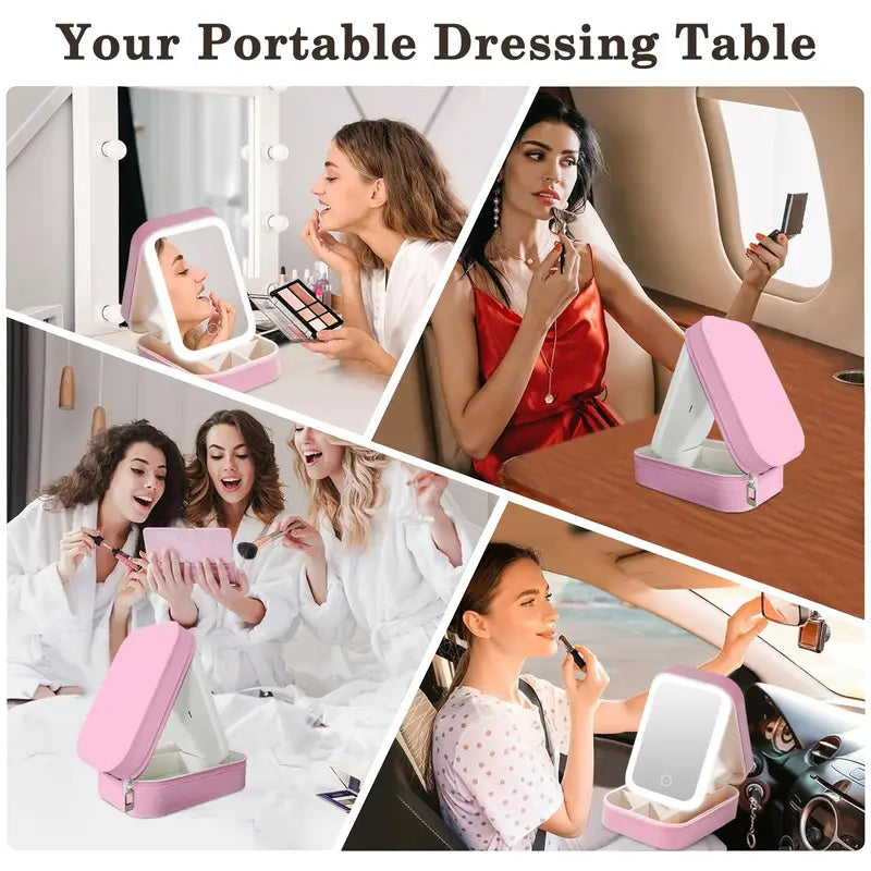 Portable Vanity Case - LED Makeup Mirror Box