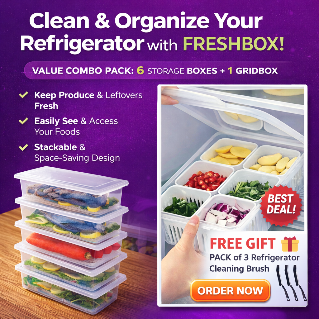 FreshBox - High Quality Fridge Organizer Box with Drain Plate