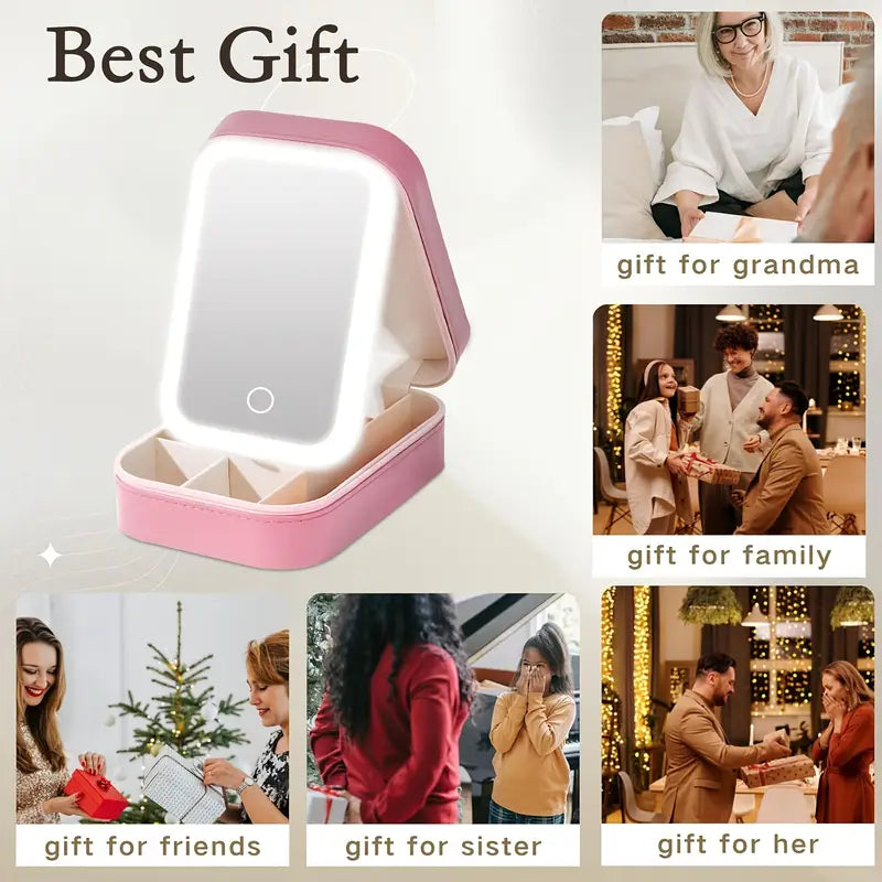 Portable Vanity Case - LED Makeup Mirror Box