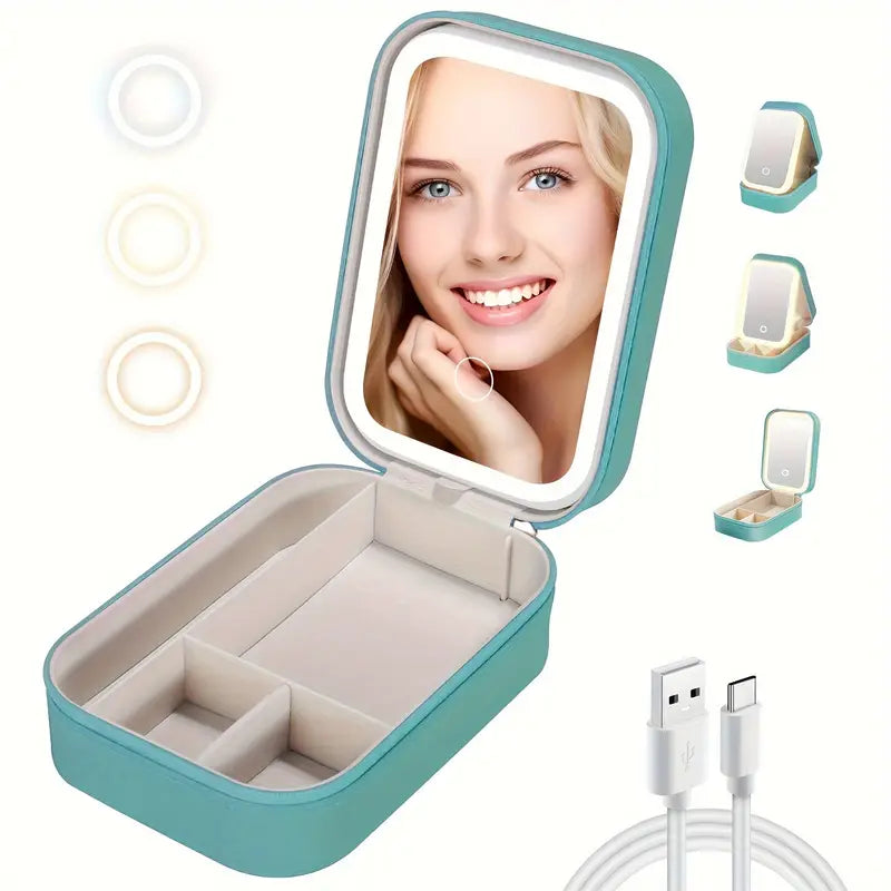 Portable Vanity Case - LED Makeup Mirror Box