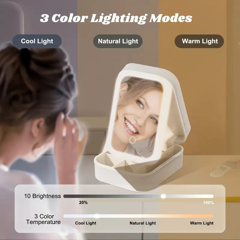 Portable Vanity Case - LED Makeup Mirror Box