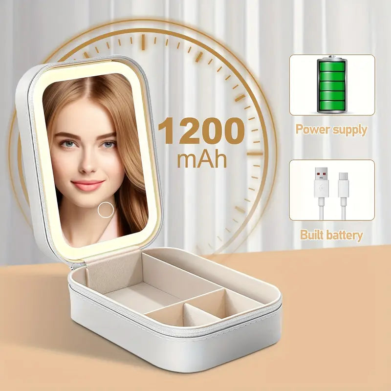 Portable Vanity Case - LED Makeup Mirror Box